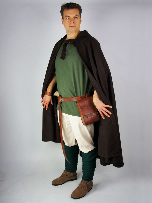 Cape à Capuche Médiévale Adulte - Tissu Polyester - Unisexe Vert Olive - Longueur 100 Cm - 14
